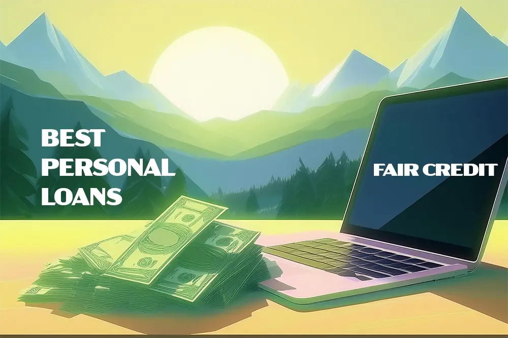 Best Personal Loans for Fair Credit; a laptop and stack of money