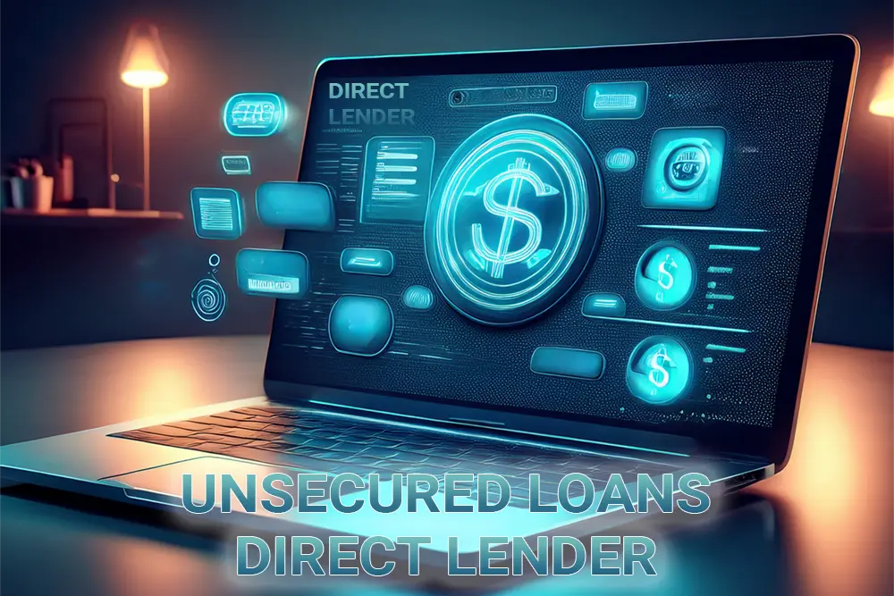 Illustration representing unsecured direct lender loans, highlighting fast funding, no collateral, and direct borrowing benefits.